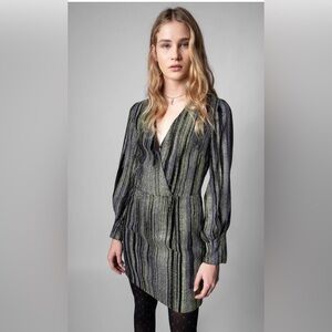 Zadig & Voltaire “Rain Glitter” Défilé Collection Silk-Blend Mini Dress —Size M